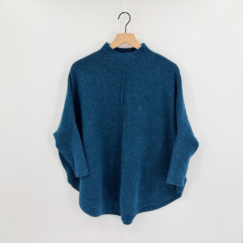 Loft Dolman Sleeve Oversized Sweater M Confetti Speckled Mock Neck Cozy Boho